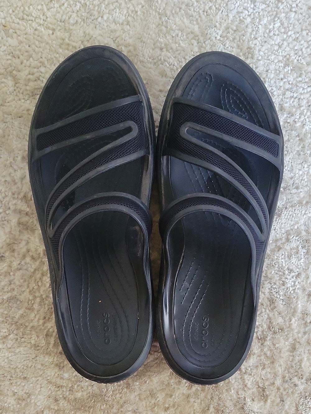 CROCS Women's Black Strappy Slip-On Sandals
